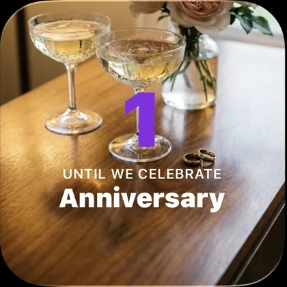 Small Nigh widget: 1 day until we celebrate an Anniversary.